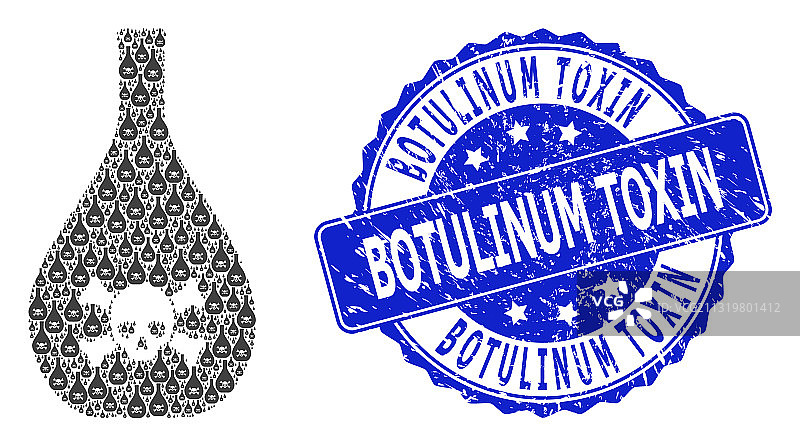橡胶肉毒杆菌毒素圆形印章和递归图片素材