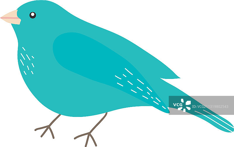 卡通绿松石色小鸟扁平风格图标图片素材