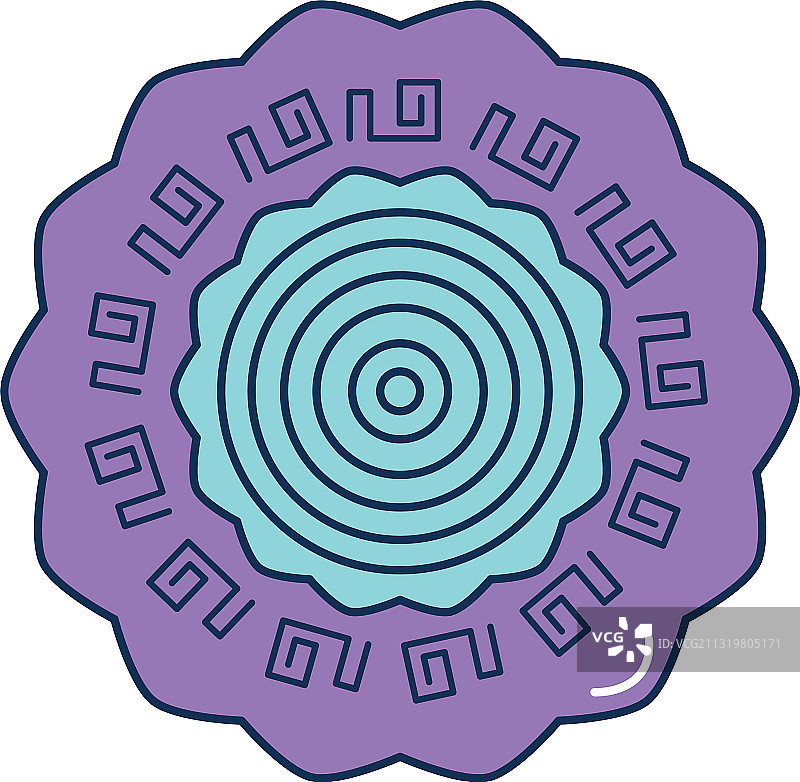 中国月饼图标线性填充风格图片素材