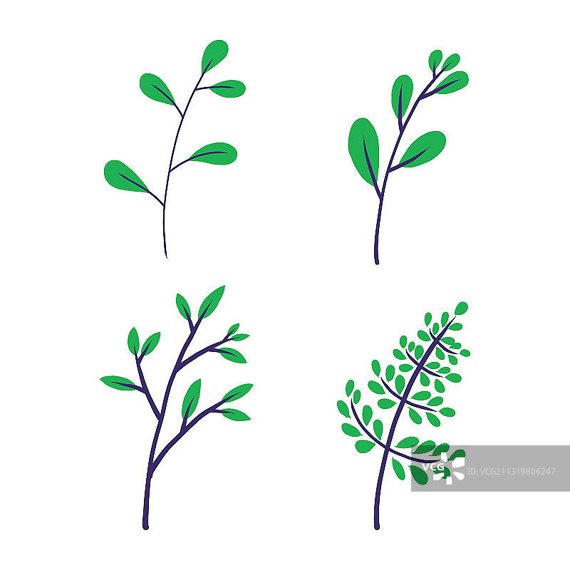 绿色叶子生态自然手绘风格标志图片素材