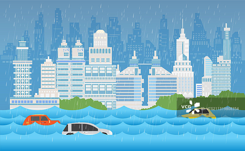 城市街道洪水灾害图片素材