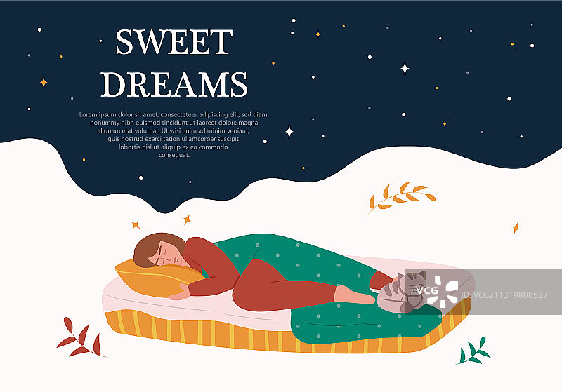 与猫咪相伴的甜蜜梦境概念图片素材