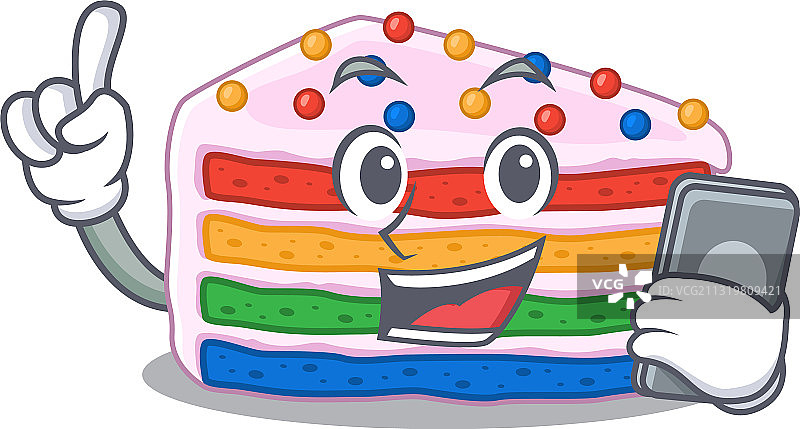 彩虹蛋糕卡通设计风格在说话图片素材