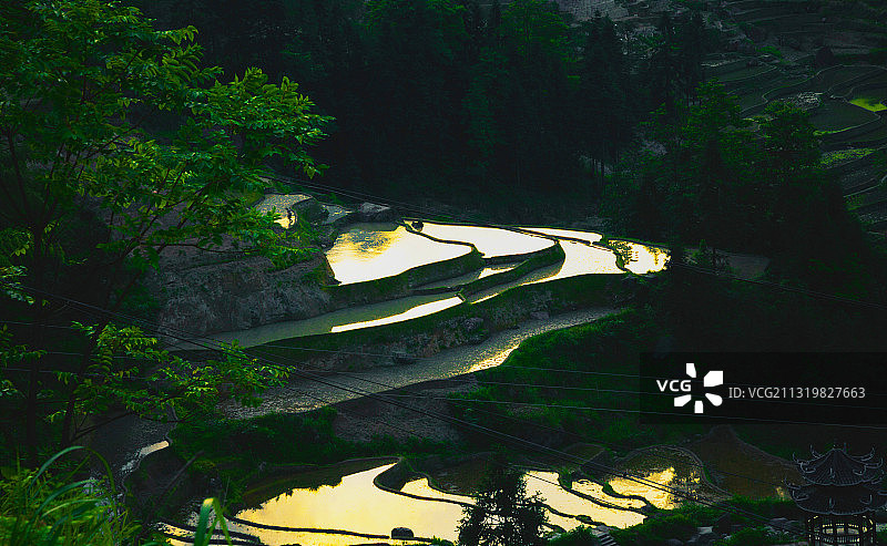 湖南省娄底市新化县水车镇紫鹊界梯田风光图片素材