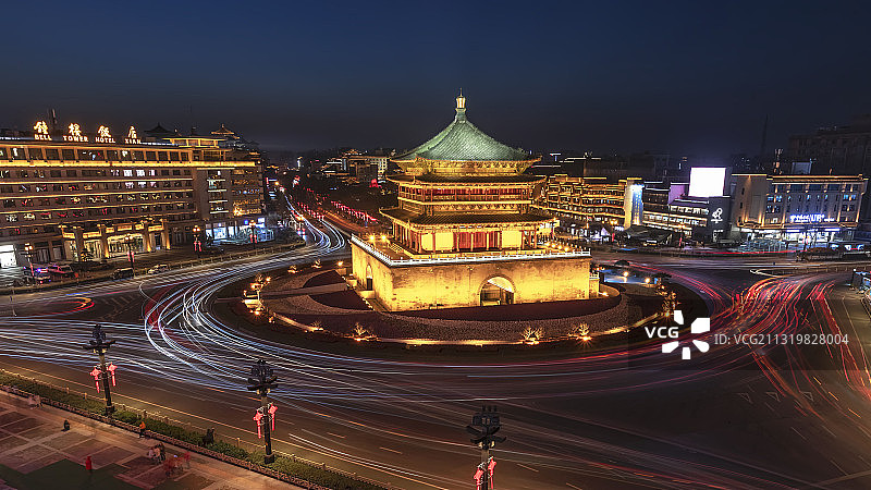 西安钟楼的傍晚图片素材