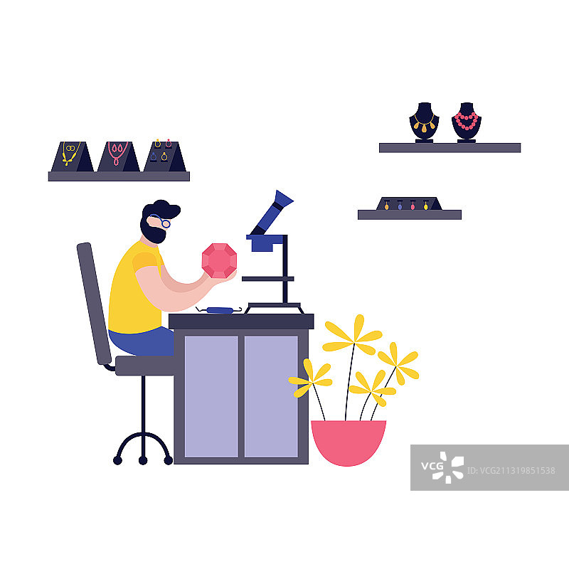 珠宝商工作中图片素材