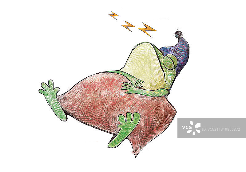 涂鸦-冬眠的青蛙图片素材