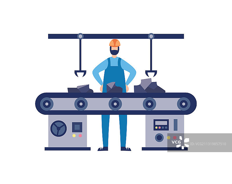 铸造厂工人角色，扁平风格图片素材