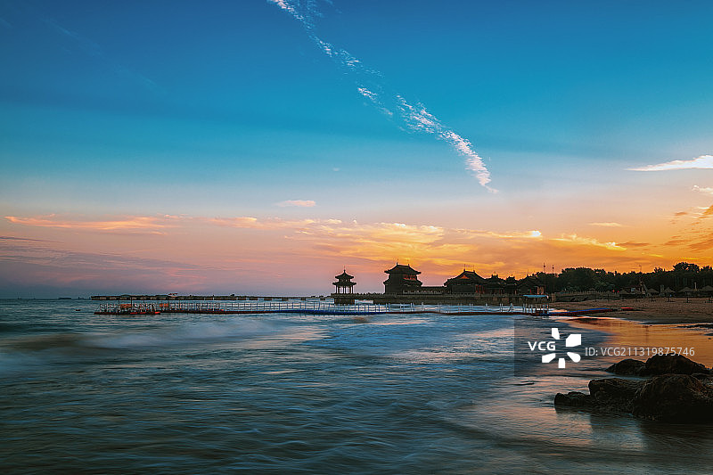 中国河北秦皇岛山海关老龙头自然风光图片素材