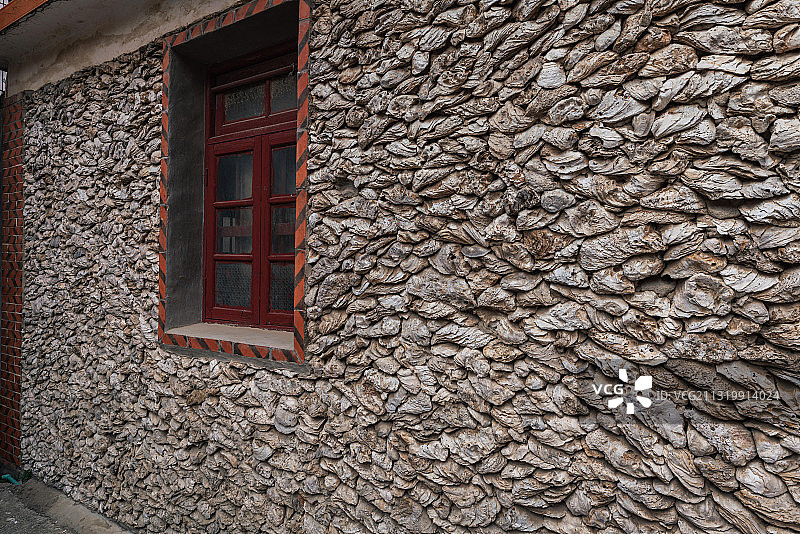 泉州蟳埔村蚵壳厝墙面背景图片素材