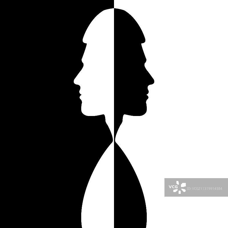 两个男性头像的轮廓背对着图片素材