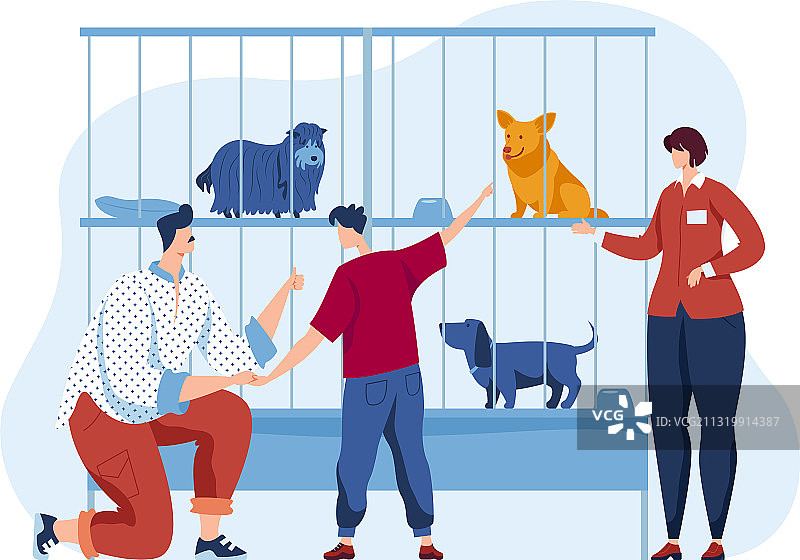 动物收容所的男人和女人图片素材