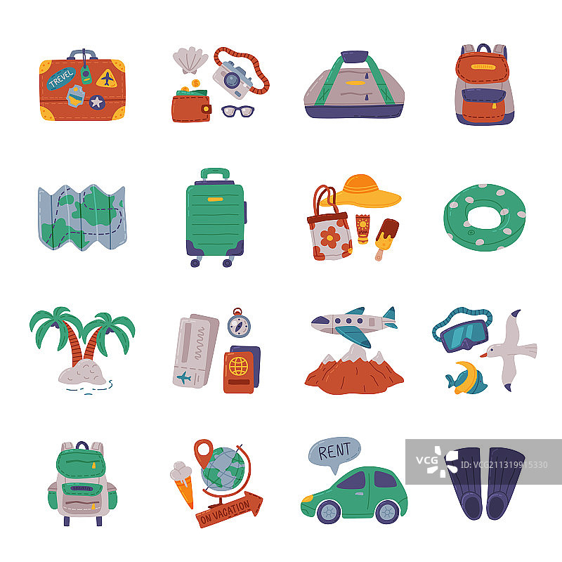 夏日假期旅行物品合集图片素材