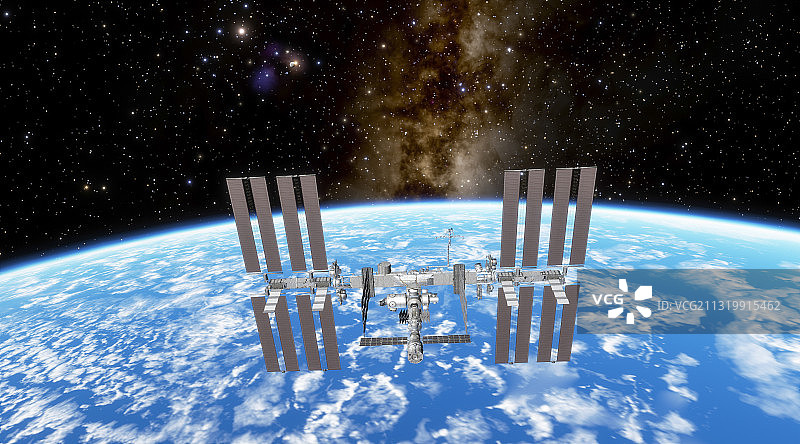 地球，空间站，银河，星星，宇宙，前沿科学，近地轨道图片素材