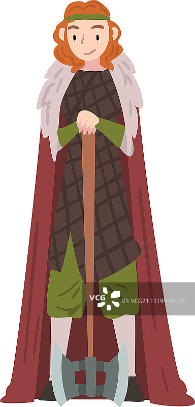 手持战斧的中世纪维京美女战士图片素材