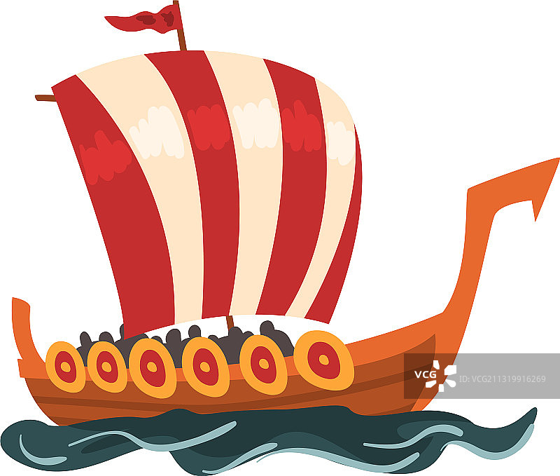 古代维京斯堪的纳维亚龙头船图片素材