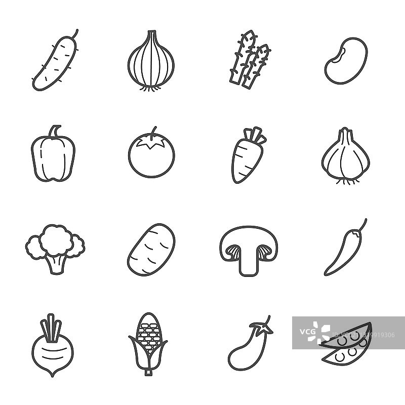 蔬菜图标简约合集图片素材