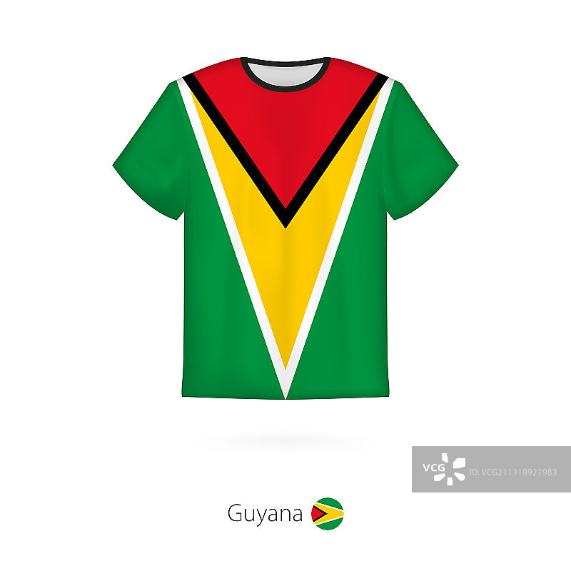 带有圭亚那国旗的T恤设计图片素材