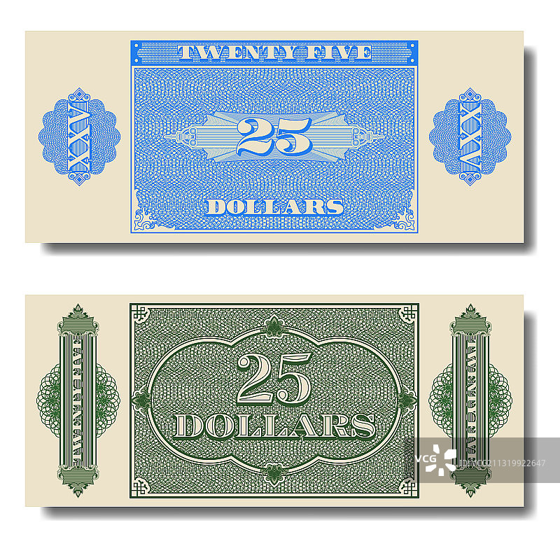 绿色和蓝色二十面额纸币图片素材