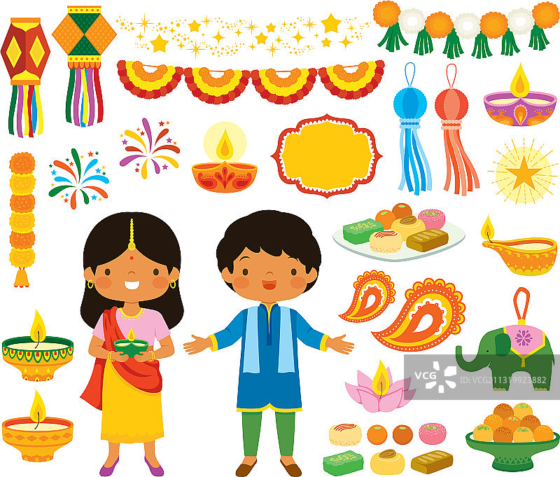 排灯节剪贴画合集图片素材
