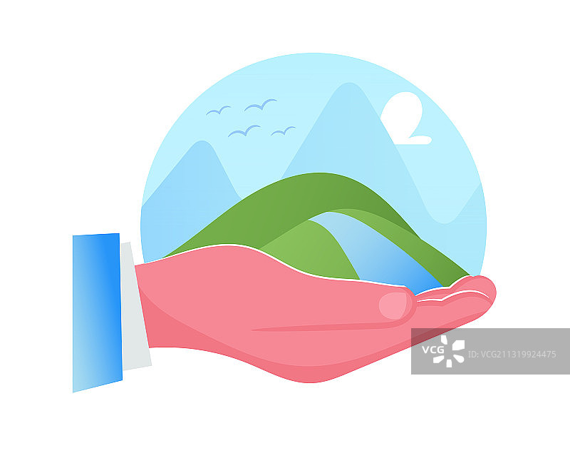 巨大的手托着自然景观图片素材