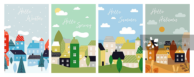 春夏秋冬四季卡片图片素材