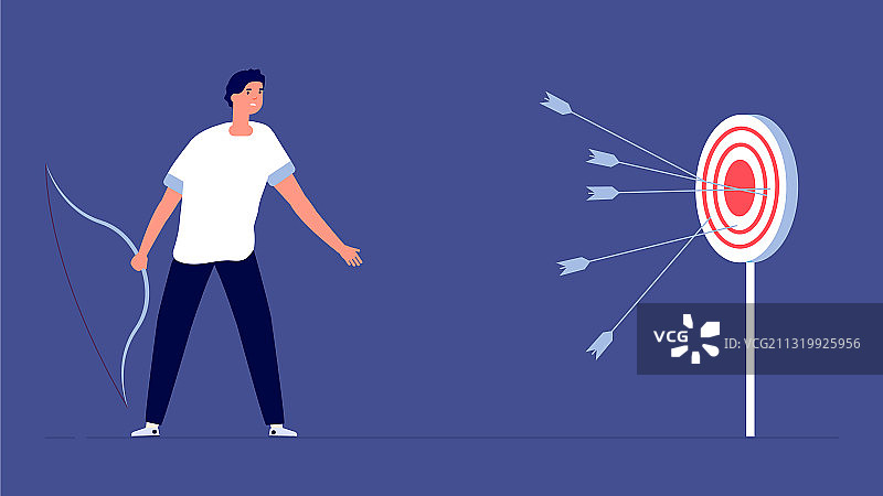 偏离目标的沮丧男子，商业失败图片素材