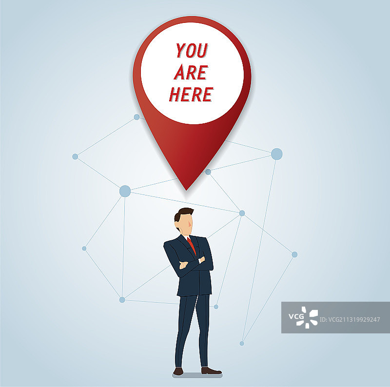 带有图钉位置图标的商人图片素材