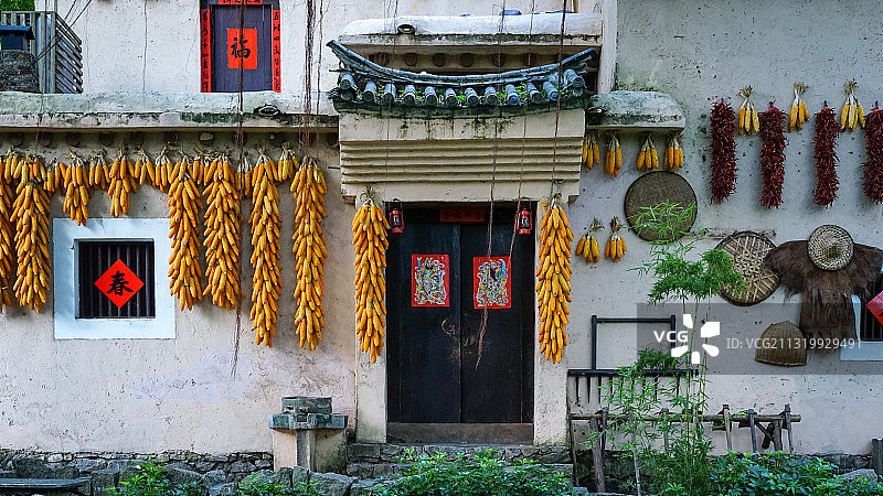 民俗村秋收晾晒农作物图片素材