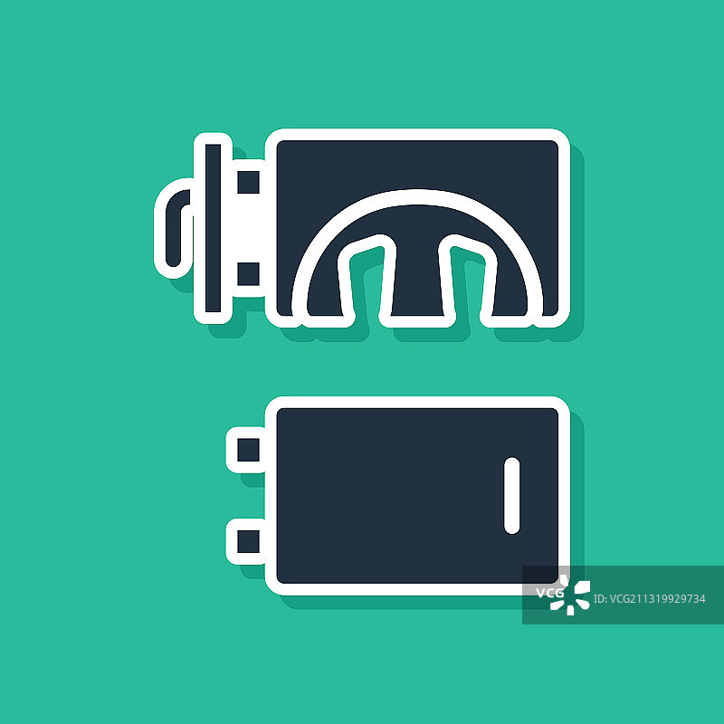 蓝色火葬场图标，绿色背景图片素材