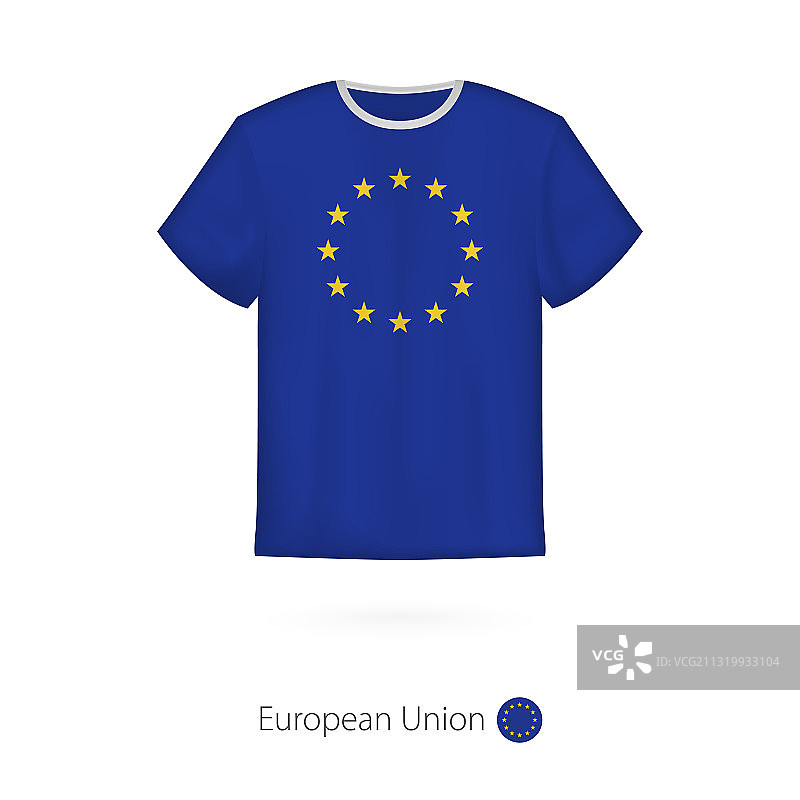 带有欧盟旗帜的T恤设计图片素材