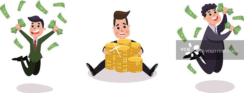 手持钞票的富有商人图片素材