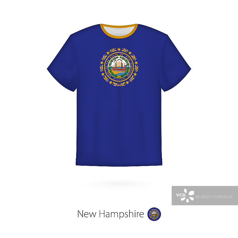 美国新罕布什尔州旗帜T恤设计图片素材