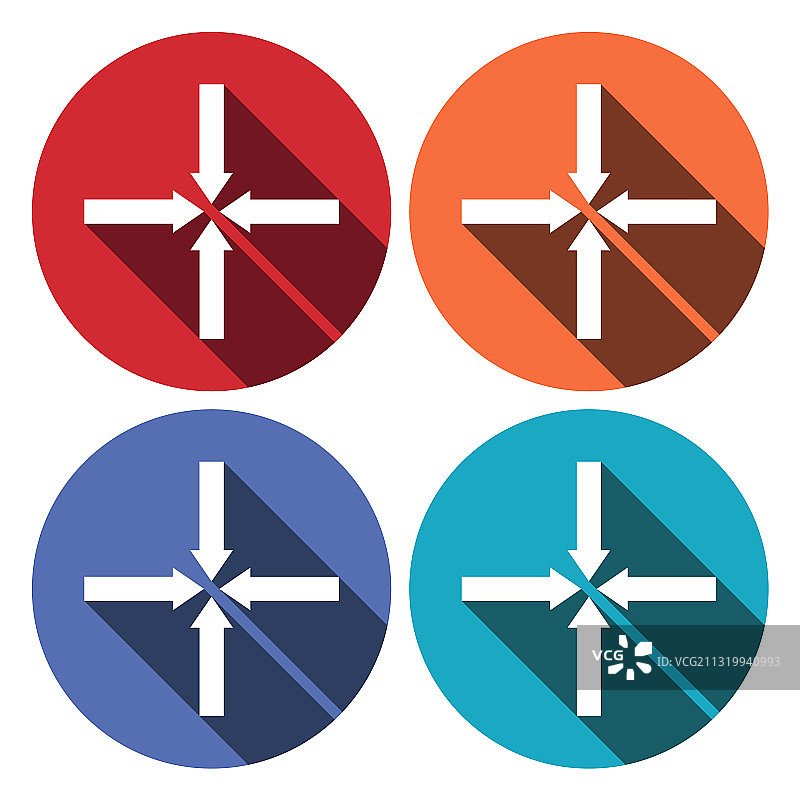 中心箭头图标，带长阴影图片素材