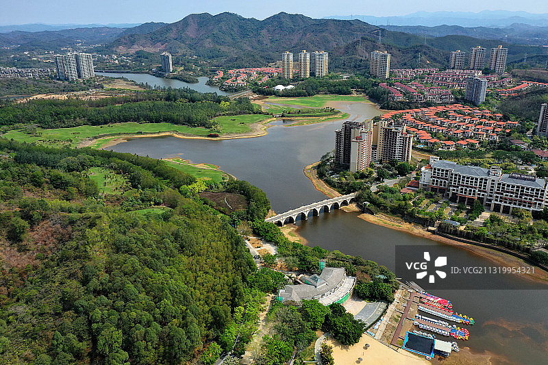 广东省惠州市惠城区汝湖雅居乐白鹭湖航拍图片素材