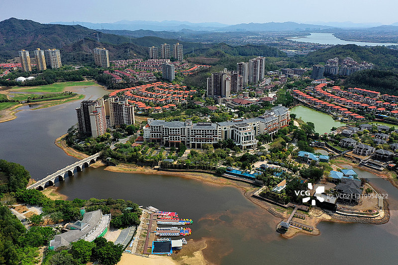 广东省惠州市惠城区汝湖雅居乐白鹭湖航拍图片素材