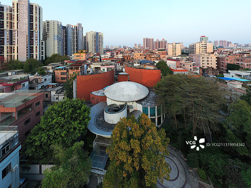 广东省东莞蚝岗遗址博物馆航拍图片素材