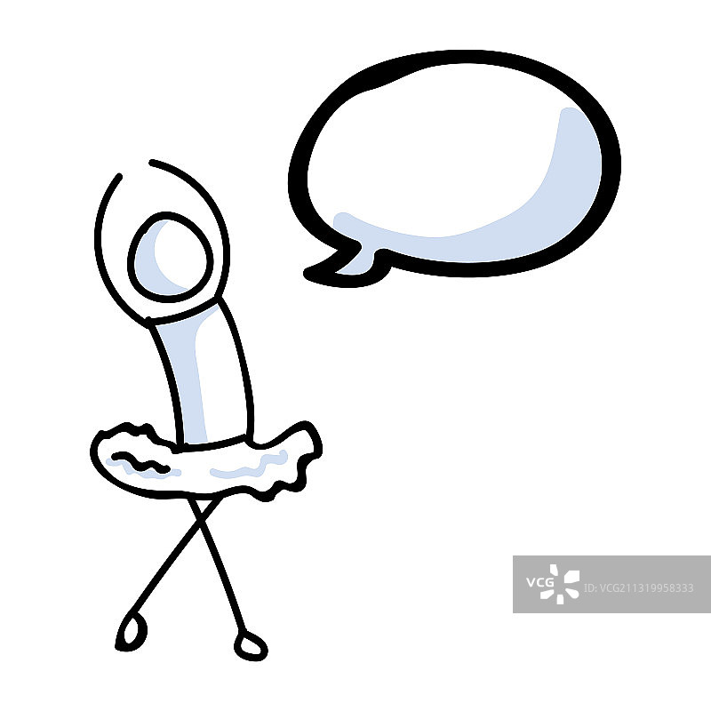 手绘火柴人芭蕾舞者与对话气泡图片素材
