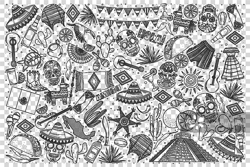 墨西哥涂鸦套装图片素材