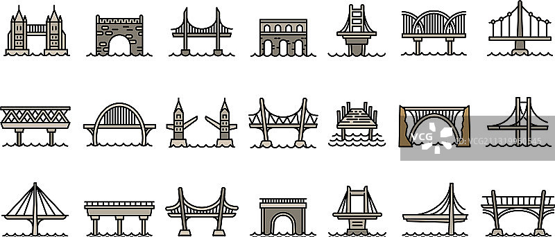 桥梁图标轮廓样式合集图片素材