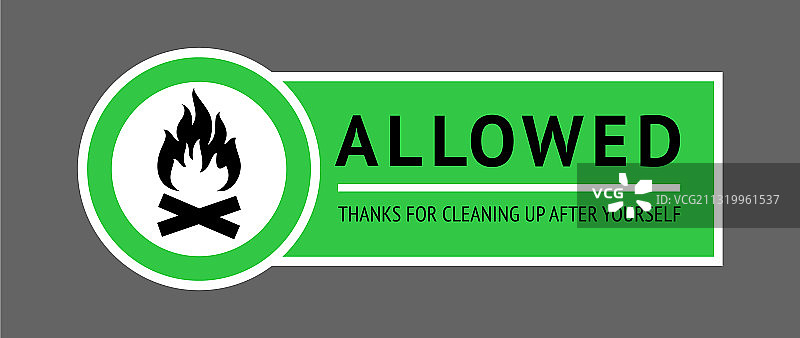 允许明火标志现代标签图片素材