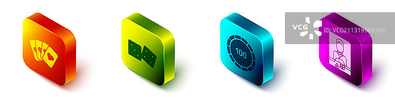 2.5D扑克牌游戏骰子组合图片素材