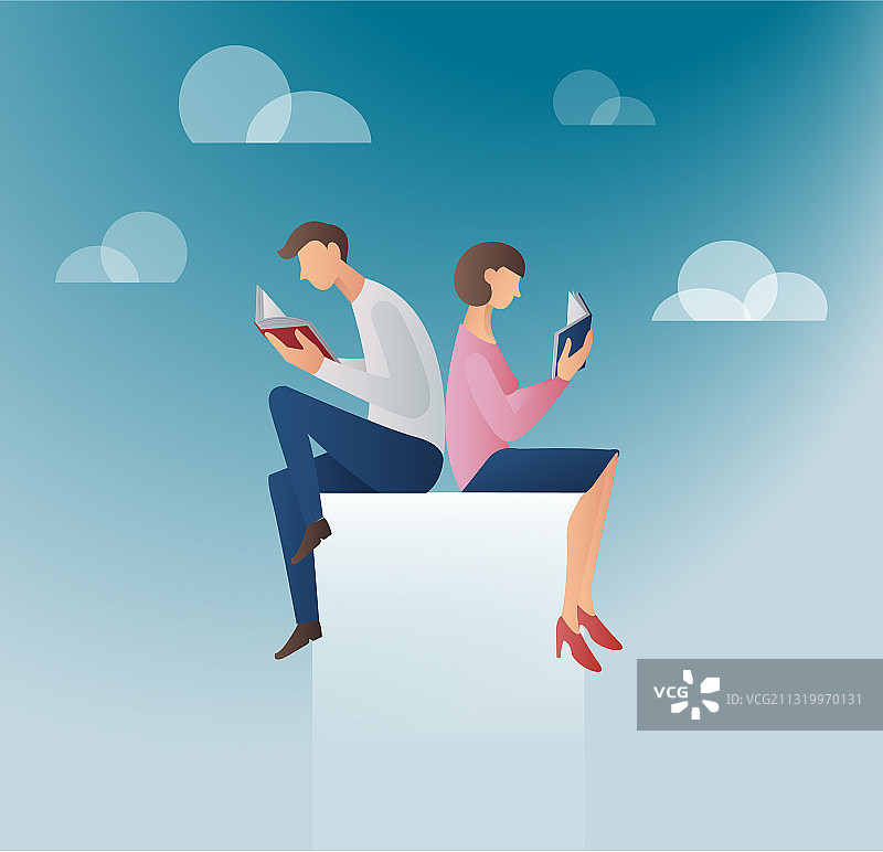 男人和女人在读书图片素材