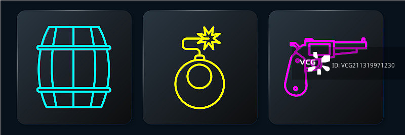 木桶左轮手枪和炸弹图片素材