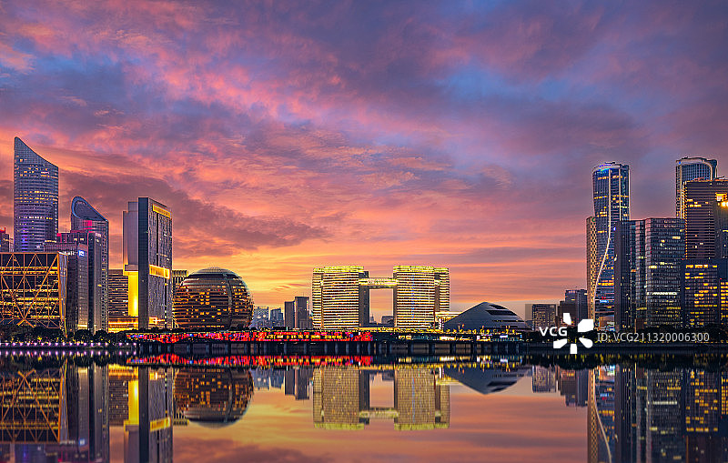 黄昏杭州城市建筑图片素材