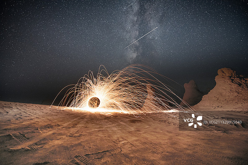 戈壁光绘摄影图片素材