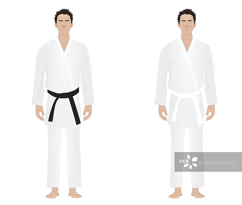穿着空手道服黑白腰带的男人图片素材