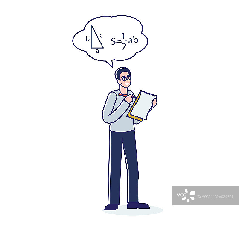 思考中的几何老师男性科学家图片素材