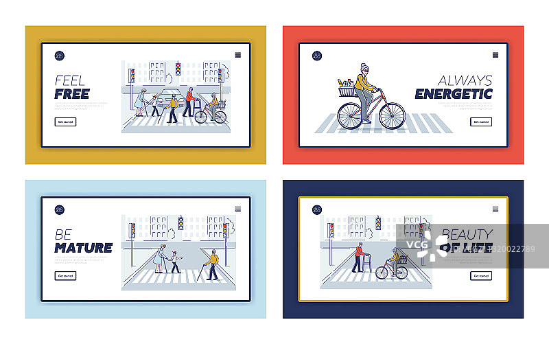 老年人生活方式着陆页模板图片素材