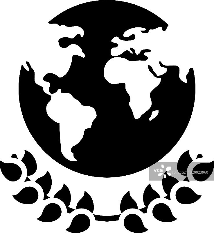 地球行星和装饰叶花环图片素材